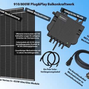 910/800W Plug&Play Balkonkraftwerk mit WiFi