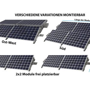 Flachdach-Montageset für 4 PV-Module / Ost-West oder Süd - Ausrichtu